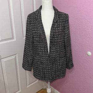 Black and white tweed blazer jacket coat
